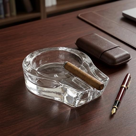 Deconox Angelo Puro Küllüğü - Şeffaf Dökme Cam Tekli Puro Tablası (14,5 x 11 x 3,5 cm)