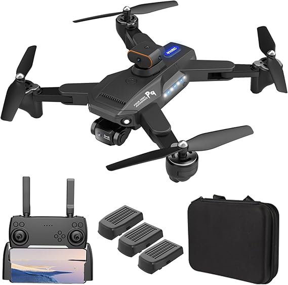 P9 Drone with Camera, 4K HD Camera, 90° Electric Adjustable, Small, Foldable, Mini Drone for Beginners, Toy Drone, 3 Batteries, 45 Minutes Flying Time, Storage Case, Intelligent Obstacle Aviation,