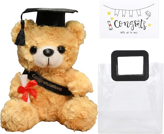 3-Piece Graduation Bear Set, Graduation Teddy Bear with Gift Bag and Card, Academic Milestone Gifts for Graduates, Commemorative Plush Toy for Ceremonies and Displays
