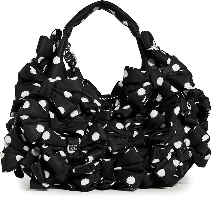 Ganni Women's Mini Multi Bow Satin Print Hobo Bag