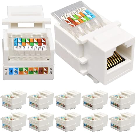 RJ45 Cat6 Keystone Jack, 10PCS Ethernet Wall Jack Inline Coupler Cat6 Network Coupler Cat5/5e/6 Compatible - Cat6 Network Coupler
