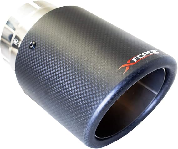 XFORCE TC-AW4-76 Universal 4" Carbon Fiber Double Wall Angle Cut Exhaust Tip, 3" Inlet