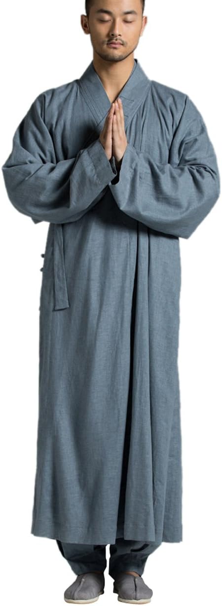 ZanYing Summer Meditation Religion Monk Robe Blue Gray S-3XL