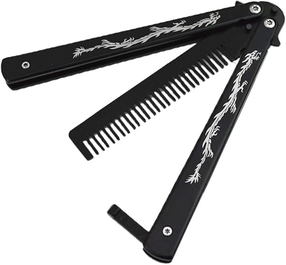 Dragon Totem Stainless Steel Practice Butterfly Knife Trainer and Comb Knife Trainer (Black) 1