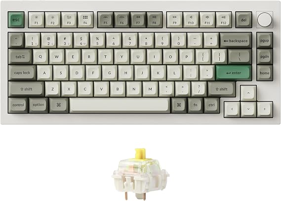 Keychron Q1 Max RGB QMK/VIA Custom Mechanical Keyboard, Full Metal Programmable Knob 2.4 GHz/Bluetooth/Wired Keyboard with Hot-Swappable Gateron Jupiter Banana Switch for Mac Windows Linux - White