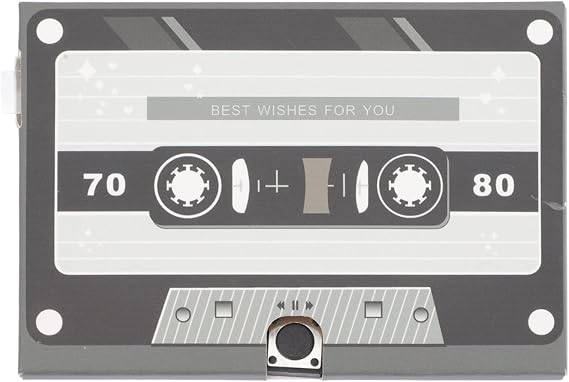 Recordable Music Greeting Card Cassette Tape Creative Birthday Thank You and Blessing Card for Special Occasions Retro Design Seconds of Audio Message