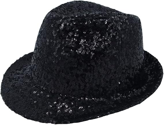 WITHMOONS Sequins Bling Fedora Hat Sparkle Shining Bucket Cap for Adults Costume YT61411