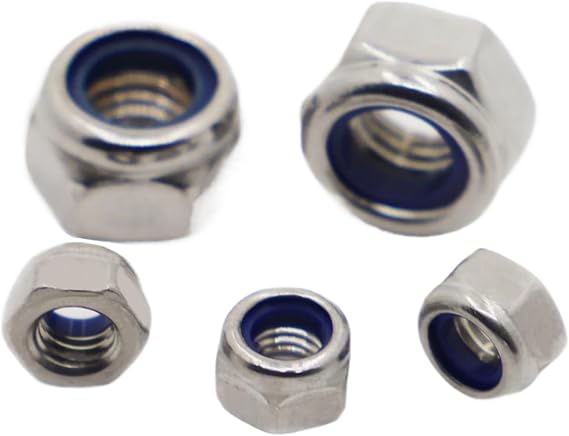 M2 M2.5 M3 M4 M5 M6 M8 M10 M12 M14 M16 304 Stainless Steel Self-Locking Nut Nylon Lock Nut Locknut Slip Nylon Hex Nut DIN985-M10 5pcs
