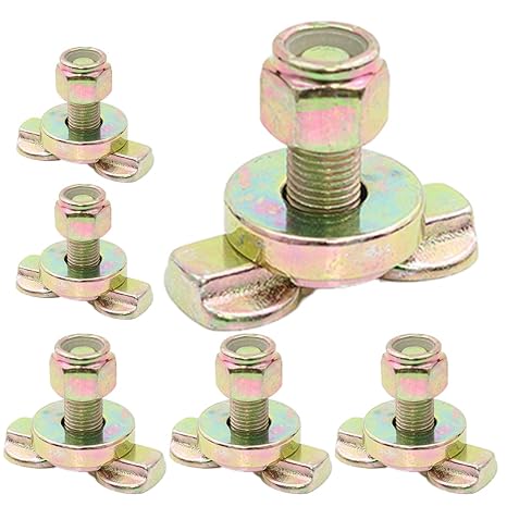 BoxerTool L Track Double Lug Threaded Stud Fitting (6 Pack), L Track Tie Down Accessories Bolts for Truck Bed, Trailer, Pickup, RV, Garage, ATV