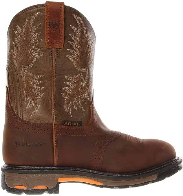 Ariat Workhog Pull-on Work Boot Mens Leather, Round Toe, Western Work Boot