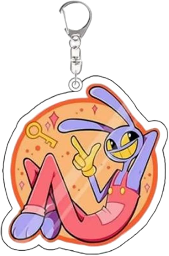 Cartoon Circus Character Acrylic Keychain Cute Clown & Rabbit Figure Keyring Circus Merch Double-Sided Bag Pendant, Backpack Charm Gift for Fans