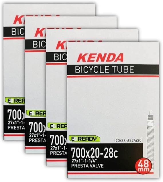 Kenda 700x20/28c Bicycle Inner Tubes - 48mm Threaded Presta Valve - Four (4) Pack