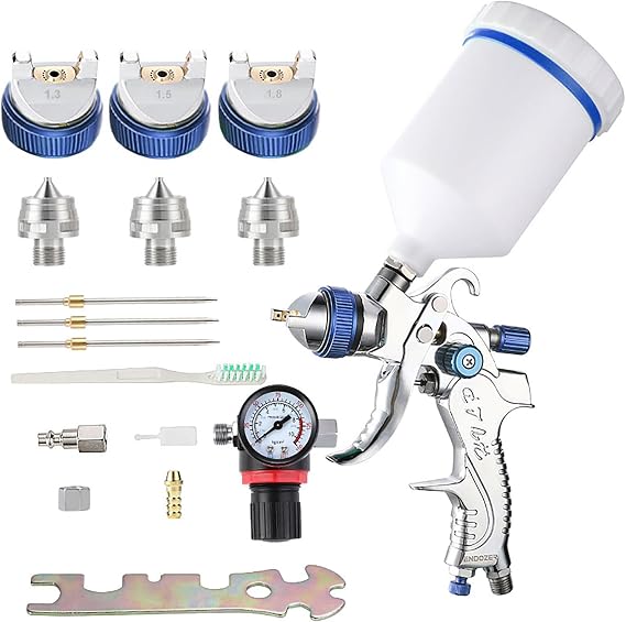 ENDOZER Professional HVLP Spray Gun Set Gravity Feed Air Spray Gun