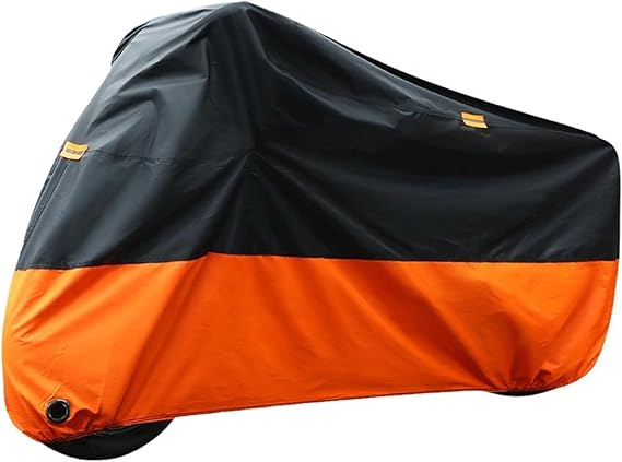 Motorcycle Cover Waterproof for Harley Davidson Street Glide Touring L Orange | Windproof UV dustproof cover. Heavy duty tear resistant 210D Oxford Reflective strips Lock hole design L Motorbike Covers