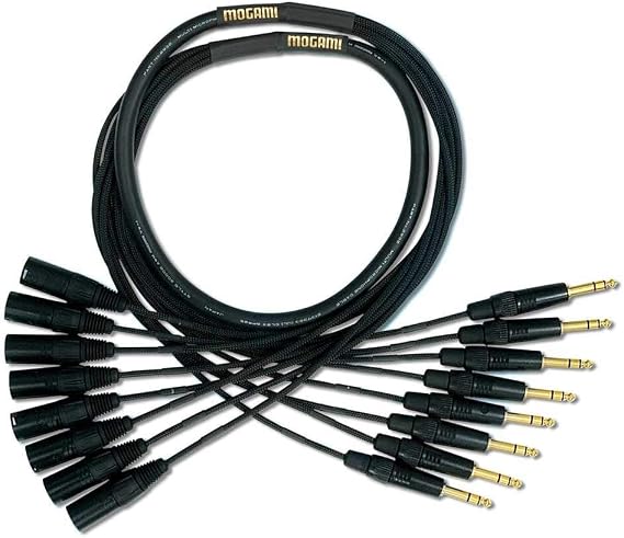 Mogami Gold 8 TRS-XLRM-10 Audio Adapter Snake Cable, 8 Channel Fan-Out, 1/4" TRS Male Plug to XLR-Male, Gold Contacts, Straight Connectors, 10 Foot