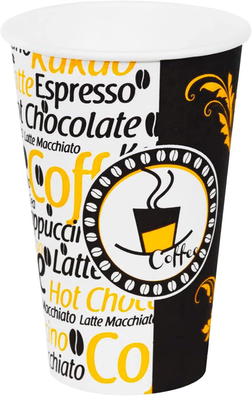 12 Oz Desenli Kalın Karton Bardak, 300 ml Kağıt Bardak Latte ve Mocha Kahve için 80 Adet (300, Mililitre)