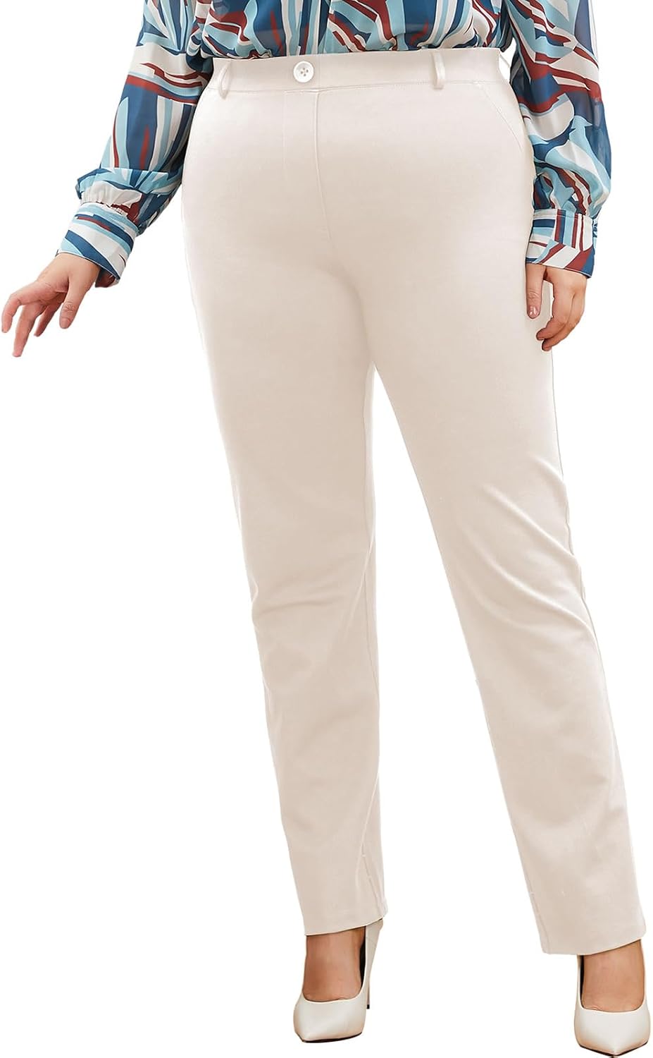 Plus Size Womens Straight-Leg Dress Pants - Slacks for Business Casual,Work Clothes for Office