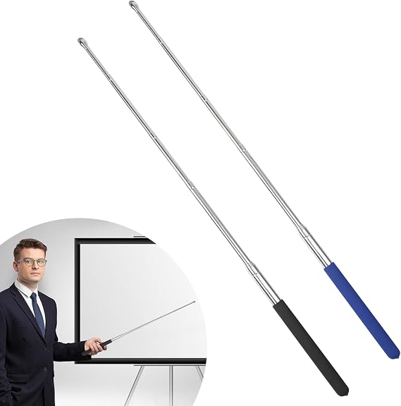 2 Pack Retractable Teacher Pointer 39.5'', Pointer Stick with Stylus Smooth Sensitive Tablet Pen Stylus Pen, Teacher Coach Presenter Pointer