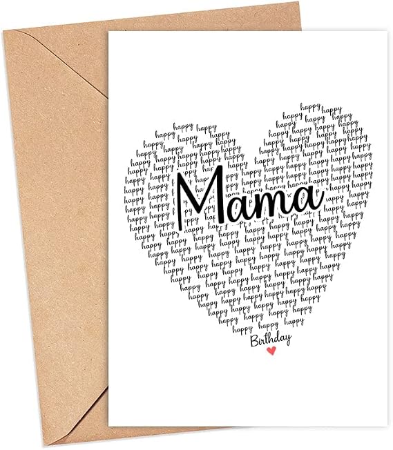 GavinsDesigns Happy Birthday Mama Card - Cute Happy Birthday - Birthday Greeting Card - Sweet Birthday Card For Mama - Anniversary-Thank You Card - Heart Happy Birthday Mom - I Love You Mama Card