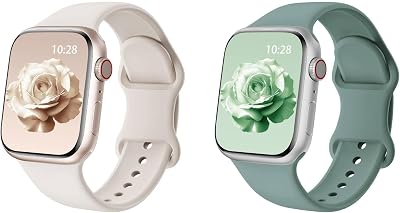HEARTBOOM Soft Silicone Apple Watch Bands - 2 Items Bundle - Compatible with Apple Watch Bands 38mm40mm41mm42mmSeries 10 iwatch Sport Bands for Men Women
