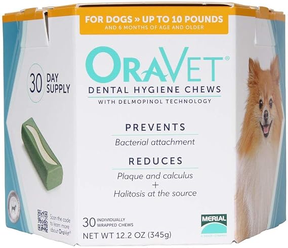 OraVet Dental Hygiene Chews for X-Small Dogs, 30 Count