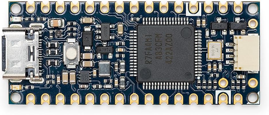 Arduino Nano R4 ABX00142 - Compact Renesas RA4M1 Singleboard Computer Microcontroller Board, Breadboard, Qwiic Connector, Programmable RGB LED, Arduino IDE Compatible