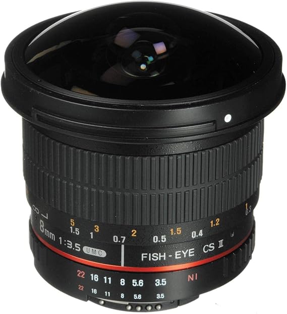 Rokinon HD8M-N 8mm f/3.5 HD Fisheye Lens with Auto Aperture Chip and Removable Hood for Nikon DSLR 8-8mm, Fixed-Non-Zoom Lens