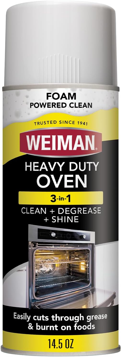 Weiman Heavy Duty Foaming Oven Cleaner & Degreaser, Removes Burnt-On Grease, Food Residue from Ovens, Grills, Broiler Pans, Phosphate Free, 14.5 oz
