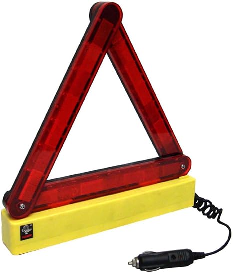 Lighted Safety Triangle | 17 1/2" (44.5 cm) Elevated | 36 LED Illumination | Vehicle-Powered | Efficiently Foldable with Compact Storage.