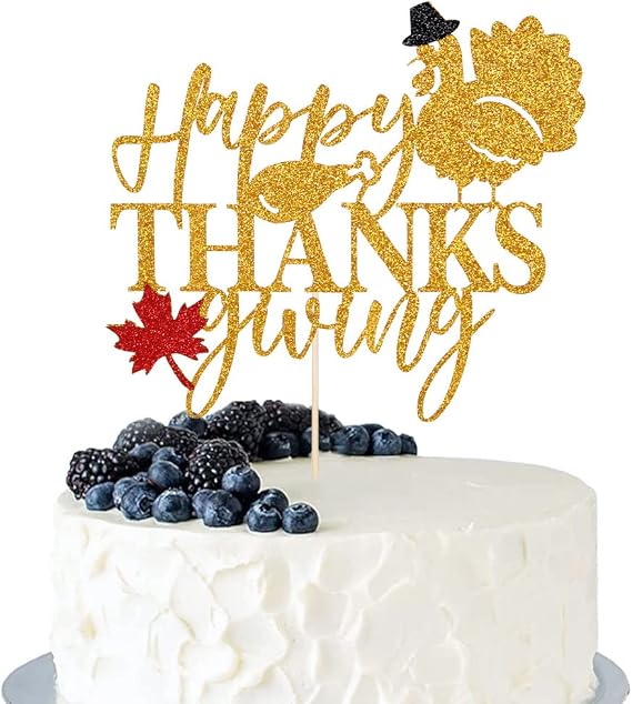 Happy Thanksgiving Cake Topper,Fall turkey Theme party cake topper,Thanksgiving Themed Party Decorations Supplies (5)
