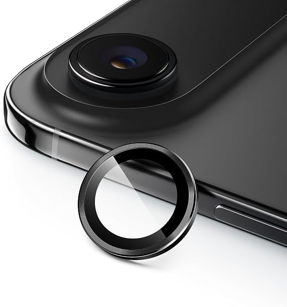 JETech Camera Lens Protector for iPhone Air, Black, 1 Set | 9H Tempered Glass, Metal Individual Ring Cover, Easy Installation Tray, HD Clear