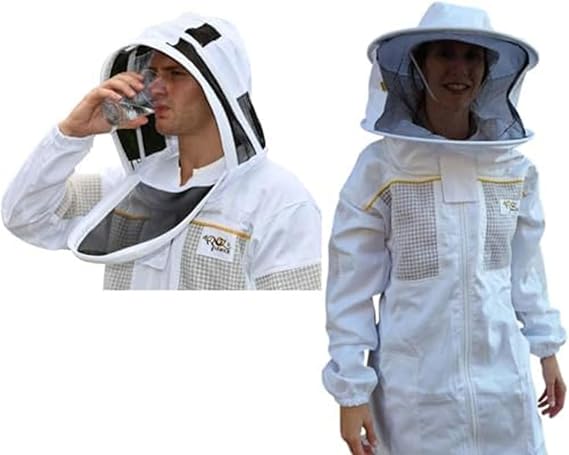 OZ ARMOUR Beekeeping Suit Ventilated Poly Cotton Extra Cool Beekeeper Costume Kit with 2 Hoods Fencing/Folding & Round Brim Hat (X-Large)