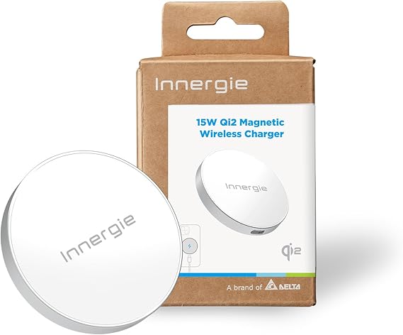 Innergie 15W Qi2 Magnetic Wireless Charger Compatible with Android Phone, iPhone, Samsung, AirPods 3/Pro Pro 2 and More. (Delta Electronics)