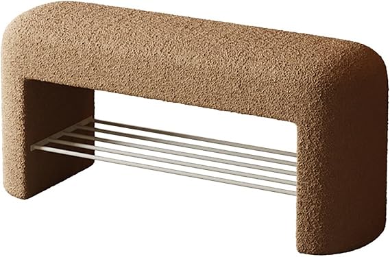 Storage Bench, 39.3" Entryway Bench, Metal Bracket, End Of Bed Storage Benches For Entrance, Living Room, Bedroom, Hallway(Khaki,31.4in(80cm))