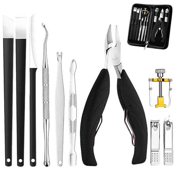 NOVANO Ingrown Toenail Removal Kit,Nail Treatment Foot Tool,Toenail Clippers for Seniors Thick Toenails,Professional Pedicure Tool,Large Toenail Clippers for Thick Nails 11Pcs