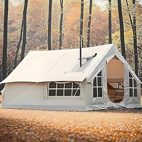 Luxury 4-Season Inflatable Camping Tent for Family Glamping, Includes Electric Air Pump, Skylight & Storage Bag, Perfect for Travel & Outdoor Adventures
