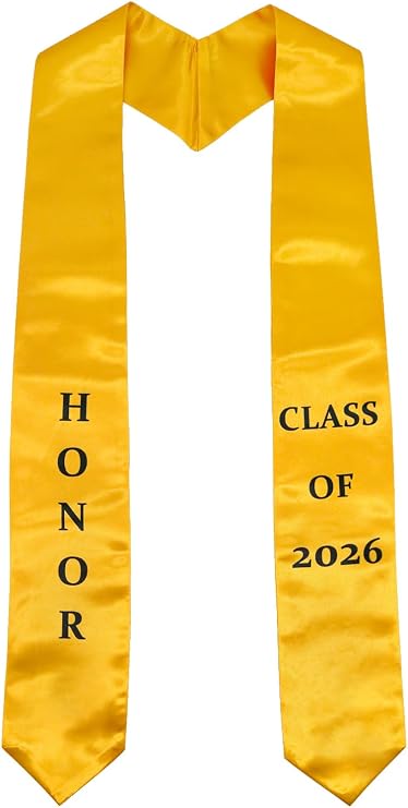 GraduatePro Printed Valedictorian, Salutatorian & Honor Graduation Stole Class of 2026 for Adults 72 Inches 2 Colors