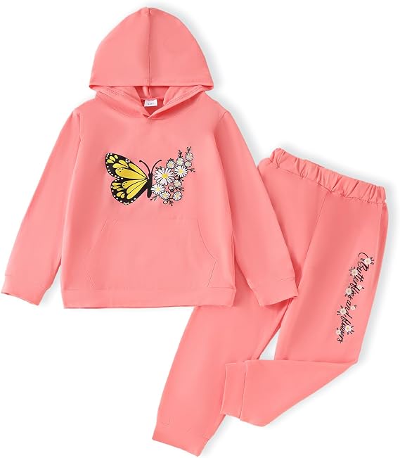 Yoxindax Toddler Kid Girls Clothes Colorblock Hoodie Leopard Print Sweatsuits Top 2PC Fall Outfit Set