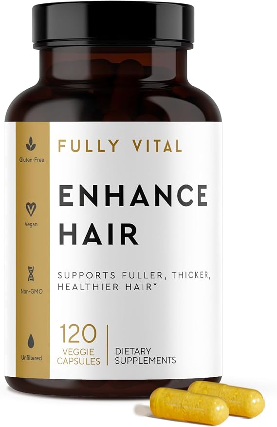 FullyVital Hair Growth Supplement for Women, Ages 35 and Up, Science-Backed Hair Vitamins for Thicker, Fuller Hair with Biotin, Saw Palmetto - Dermatologist Recommended (1 Month Supply, Vegan)