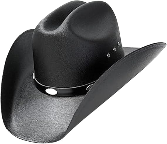 Natural Straw Cowboy Hat for Men and Women - Cattleman Style with Black Hat Band and Silver Conchos