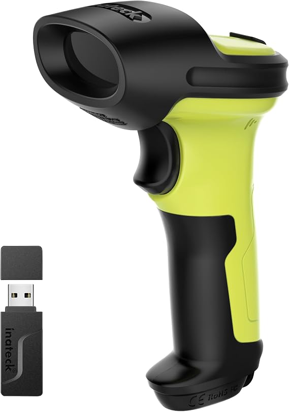 Inateck 2D Barcode Scanner, Wireless Bluetooth QR Reader, 2600mAh Battery, AI APP & SDK