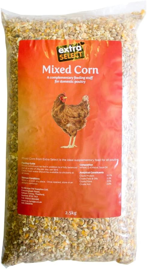 Extra Select Mixed Corn for Chickens - Premium Chicken and Poultry Feed, Ideal for Scratch or Feeders, Nutritious Yolk-Boosting Recipe - Chicken Corn 2.5kg