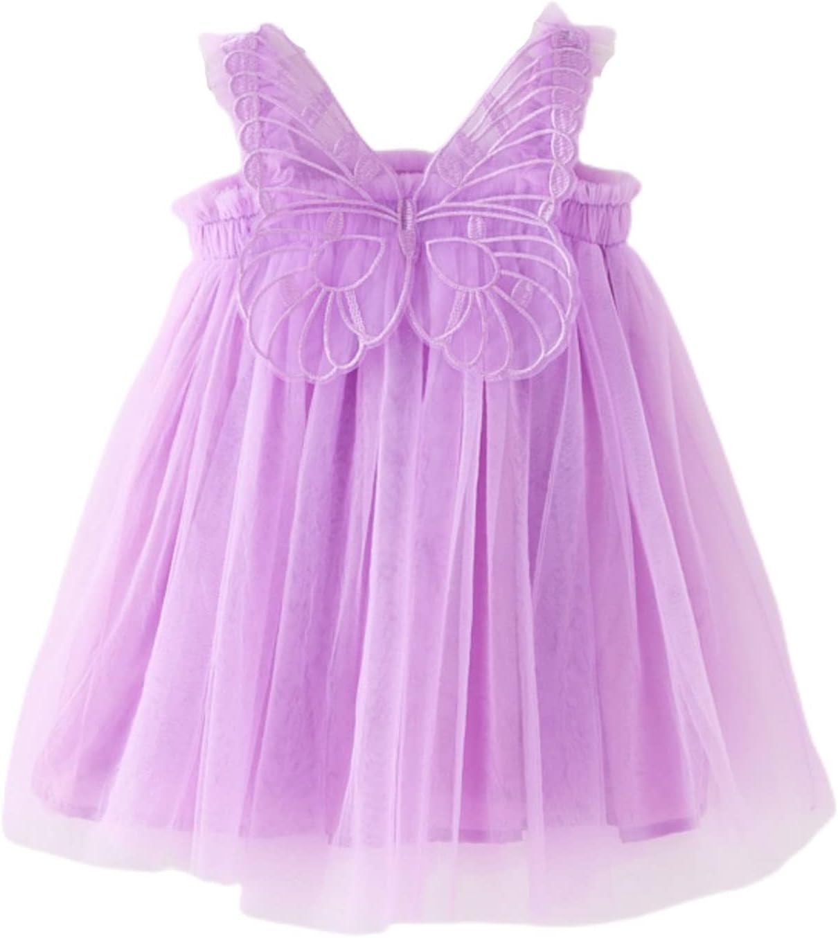 Baby Girls Butterfly Wings Fairy Tulle Dress Toddler Girl Layered Princess Dress Pageant Party Birthday Short Gown