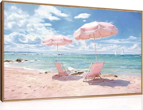 CHDITB Beach Wall Art,Ocean Framed Print,Coastal Canvas Painting(59x39cm)