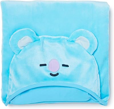 BT21 Official Merchandise by Line Friends - KOYA Character Hooded Throw Blanket for IndoorOutdoor, Sky Blue