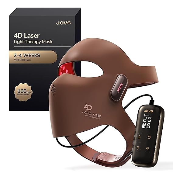JOVS 4D Laser Therapy Mask for Face, LED Red Light Therapy Face Mask with 4 Wavelengths for Deep Anti-Aging, Precision Anti-Wrinkle, Skin Firming & Radiant Glow, 6x More Powerful Than LED, Gift