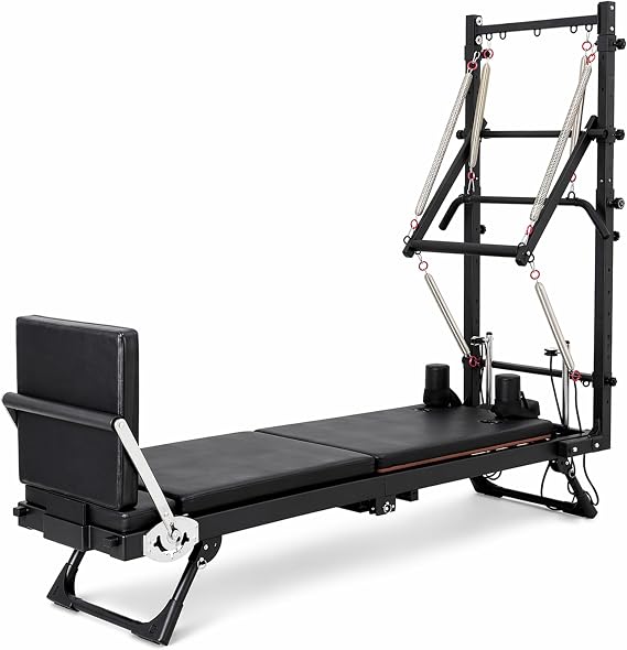 Foldable Pilates Reformer Machine with Tower & Jump Board, Pilates Equipment for Home, Studio & Gym, Spring Resistance Reformer for Beginners & Advanced Users