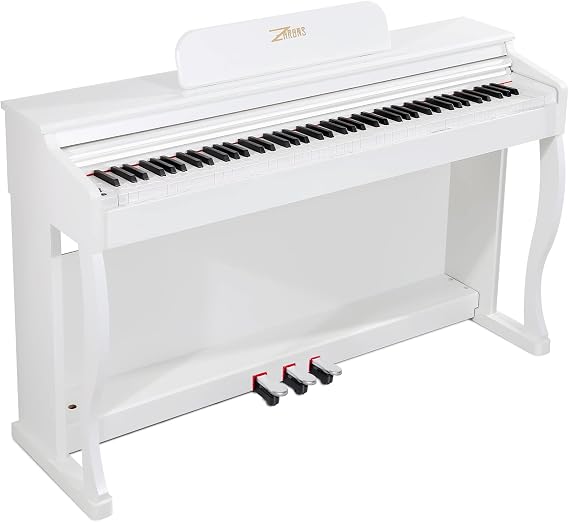 Digital Piano, 88 Key Weighted Keyboard Piano, Full-size Electric Piano Keyboard with Sheet Music Stand, Triple Pedal, Power Adapter, Supports USB-MIDI Connecting (White)