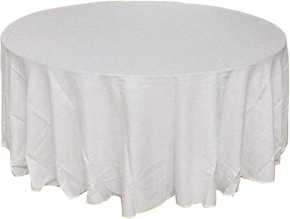 EventStable 120 Inch Round Durable Polyester Tablecloth, White, 10-Pack
