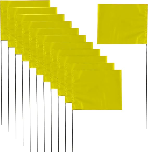 Marking Flags 15 x 4 x 5 Inch Yard Flags for Lawn, Landscape, Survey, Sprinkler, Irrigation (Yellow, 50Pack)